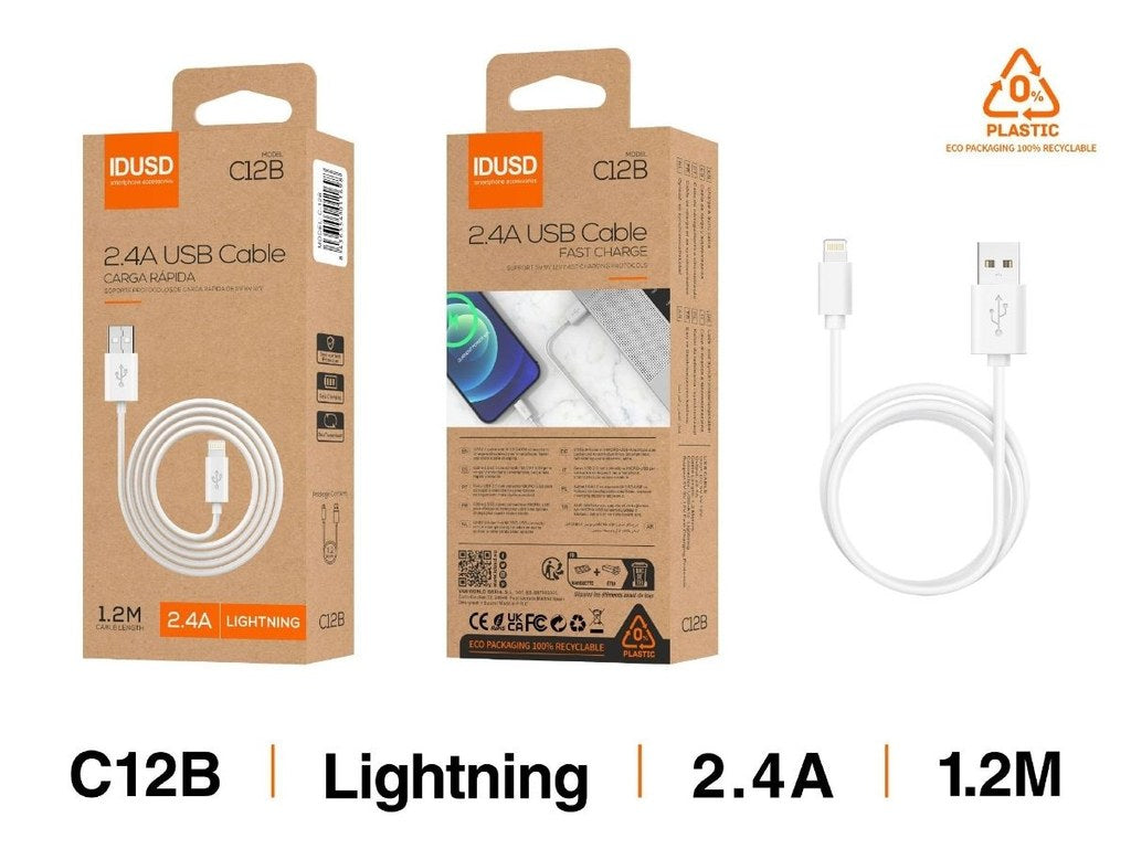 C12B Cable Lightning a USB carga rápida 1.2m