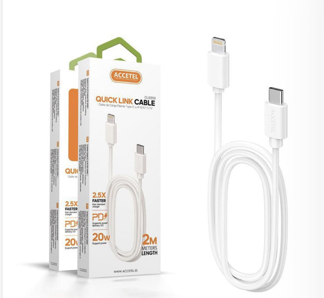 Cable Lightning a tipo C 2M 20W BLANCO