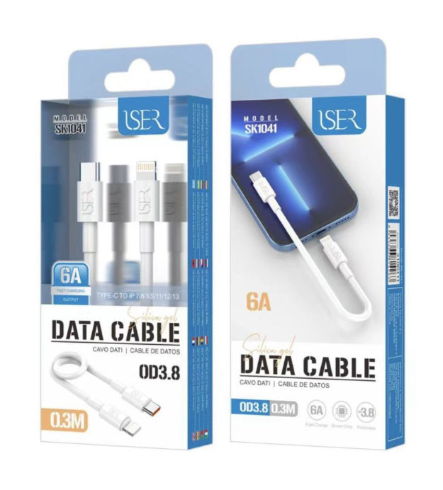 DATA CABLE TIPO - C A LIGHTNING 0,3M 6A