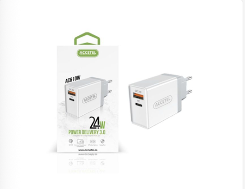 Cargador rápido Accetel AC610W PD + QC 24 W