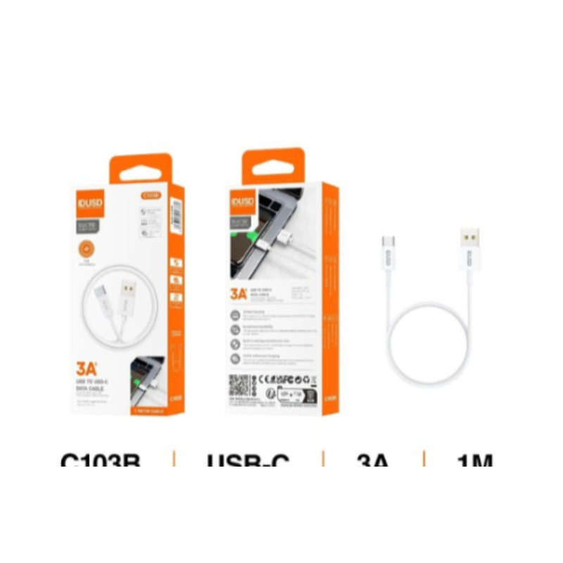 Cable USB-A a USB-C 3A de 1 m blanco – C103B