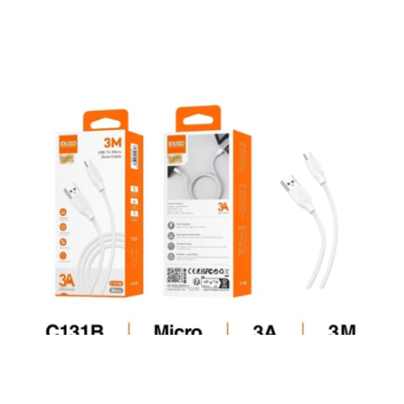 Cable USB-A a Micro USB Turbo 3A de 3 m blanco – C131B