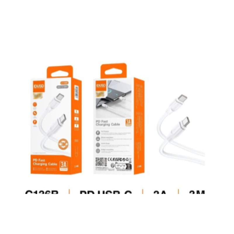 Cable USB-C a USB-C Turbo 3A de 3 m blanco – C136B