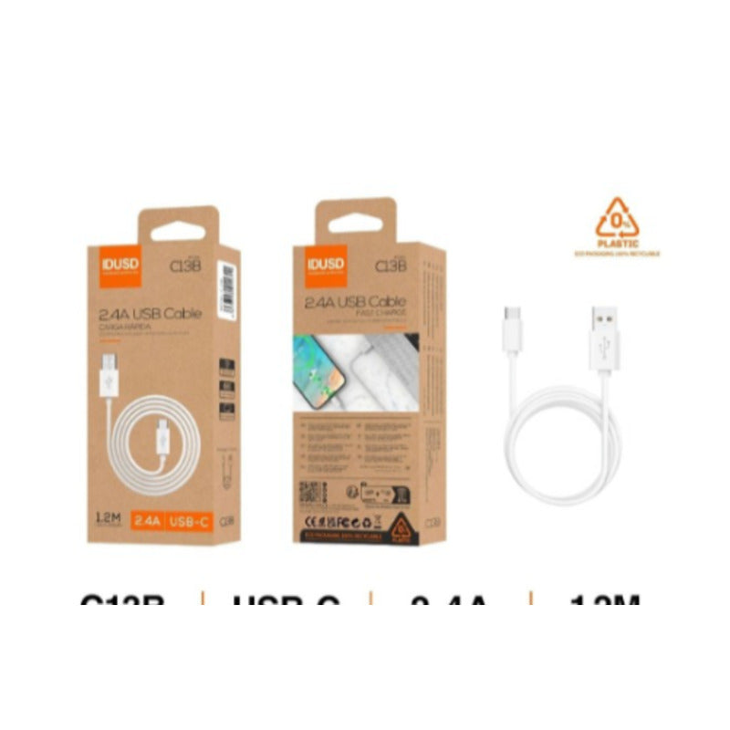 Cable USB-A a USB-C 2,4A de 1,2 m blanco – C13B