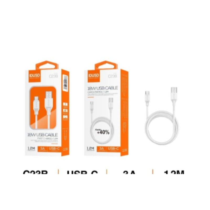 Cable USB-A a USB-C Turbo 3A de 1,2 m blanco – C23B