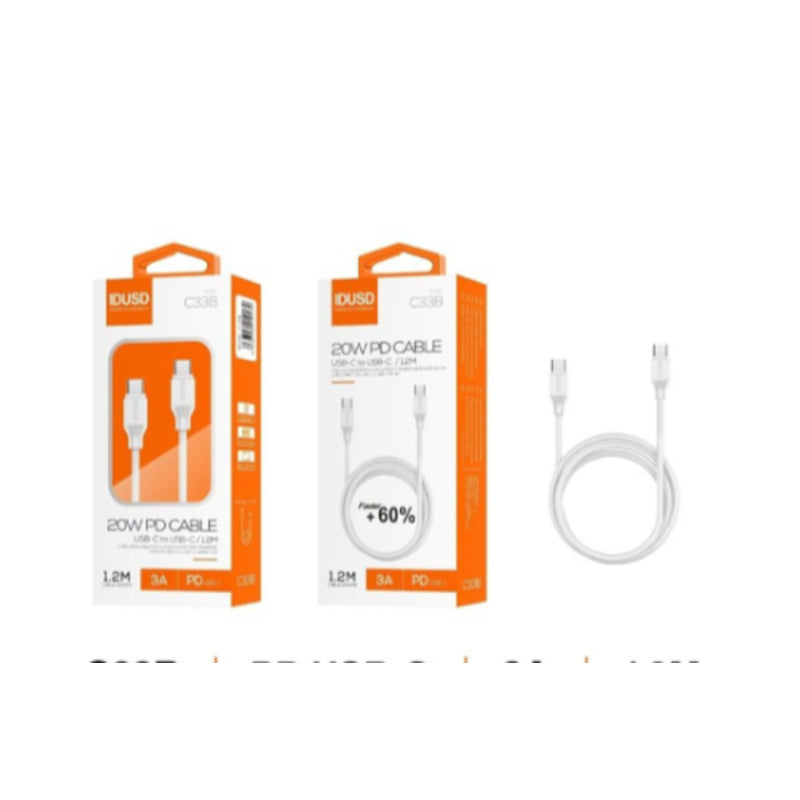 Cable USB-C a USB-C PD 3A de 1,2 m blanco – C33B