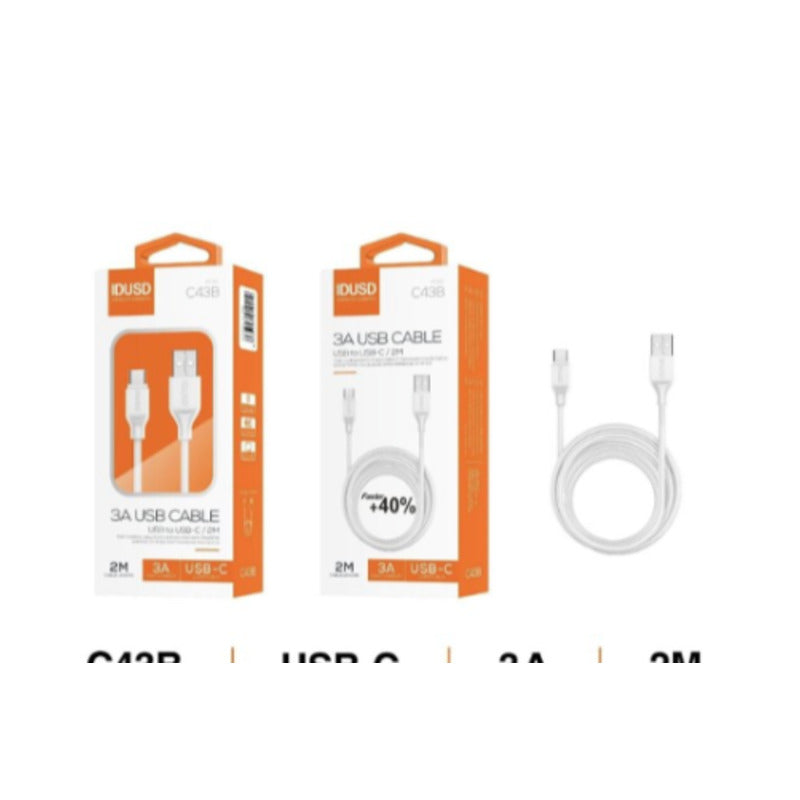Cable USB-A a USB-C Turbo 3A de 2 m blanco – C43B