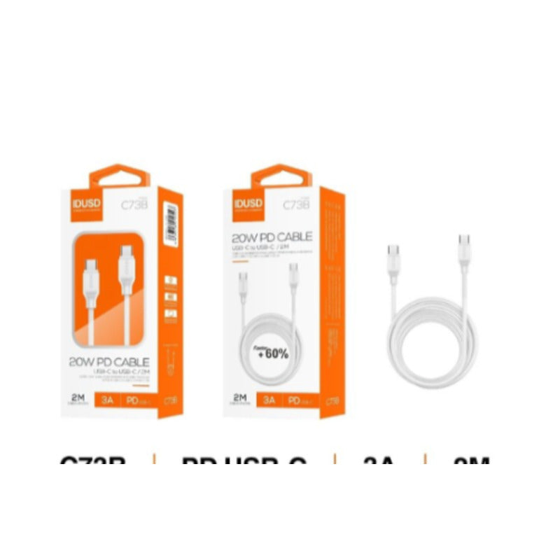 Cable USB-C a USB-C PD 3A de 2 m blanco – C73B