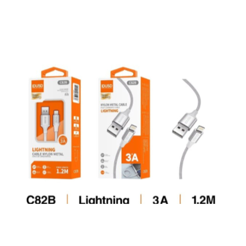 Cable USB-A a Lightning de nailon 3A de 1,2 m blanco – C82B