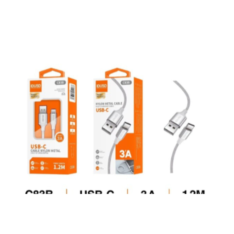 Cable USB-A a USB-C de nailon 3A de 1,2 m blanco – C83B