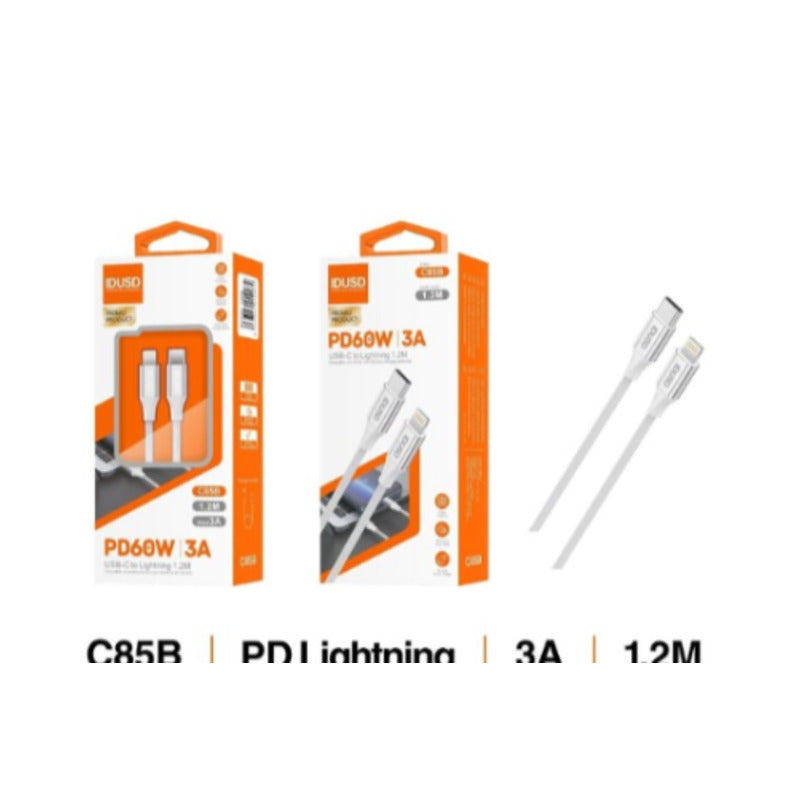 Cable USB-C a Lightning PD de nailon 3A de 1,2 m blanco – C85B