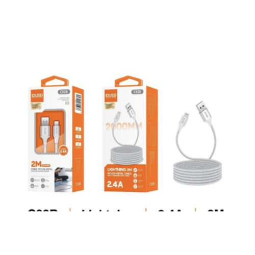 Cable USB-A a Lightning de nailon 2,4A de 2 m blanco – C92B