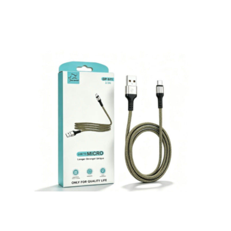 Cable USB-A a Micro USB acodado 3,5A dorado – DP-S11