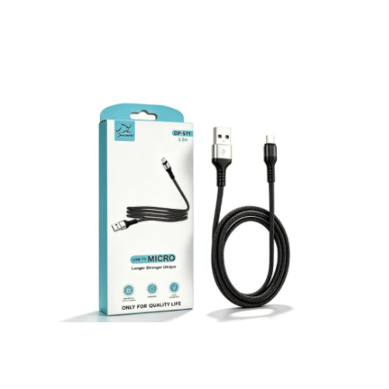 Cable USB-A a Micro USB acodado 3,5A negro – DP-S11