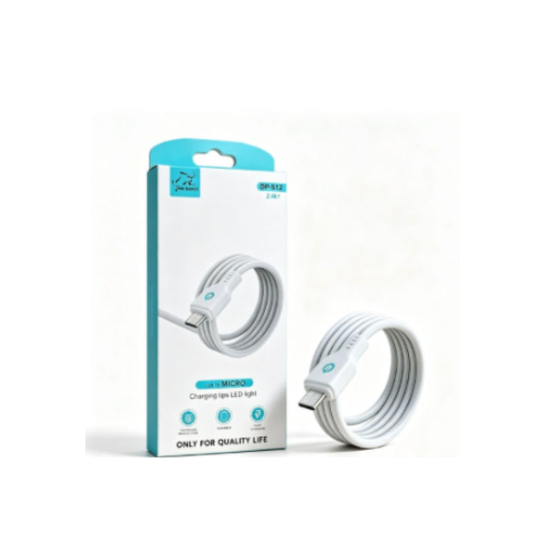 Cable USB-A a Micro USB con LED 2,4A blanco – DP-S12
