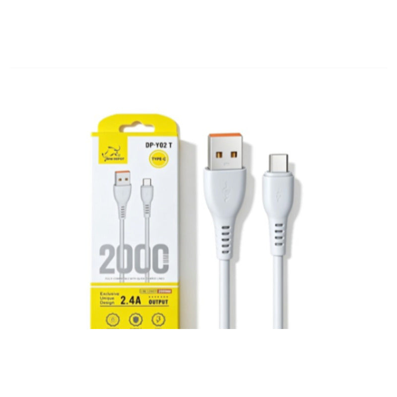 Cable USB-A a USB-C 2,4A de 2 m blanco – DP-Y02T