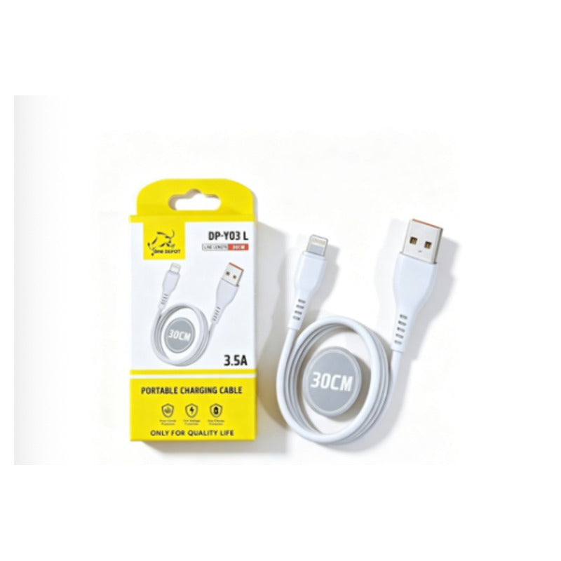 Cable USB-A a Lightning corto 3,5A de 30 cm blanco – DP-Y03L