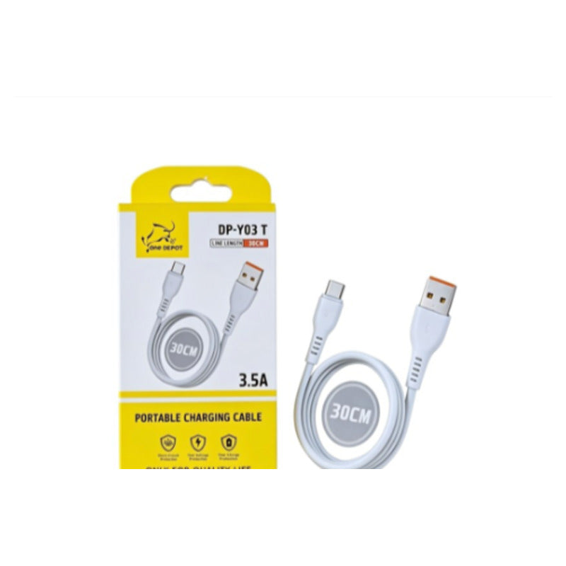 Cable USB-A a USB-C corto 3,5A de 30 cm blanco – DP-Y03T