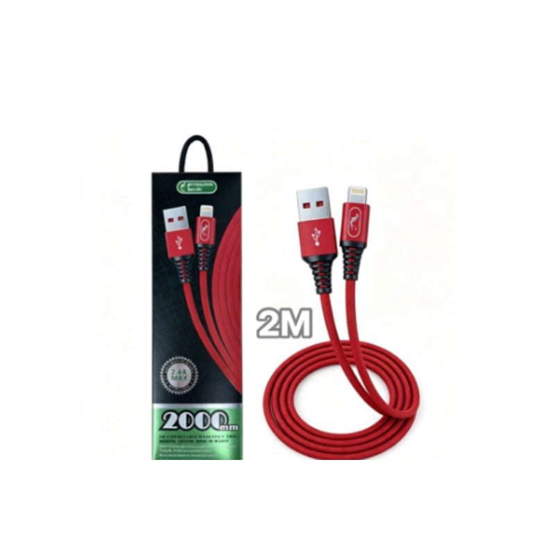 Cable USB-A a Lightning trenzado 2,4A de 2 m rojo – S13L