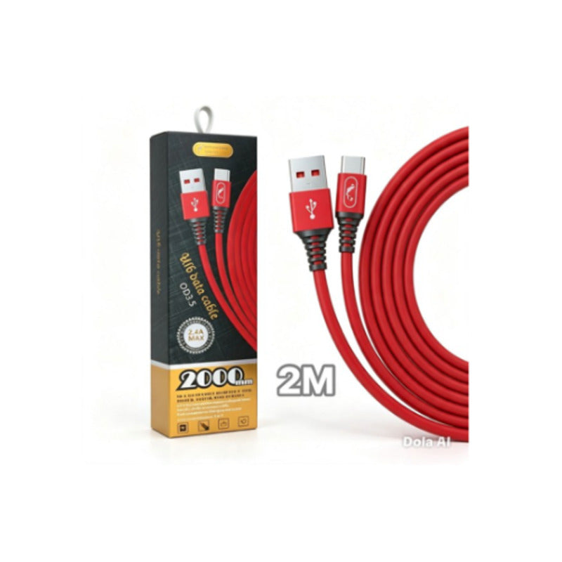 Cable USB-A a USB-C trenzado 2,4A de 2 m rojo – S16TR