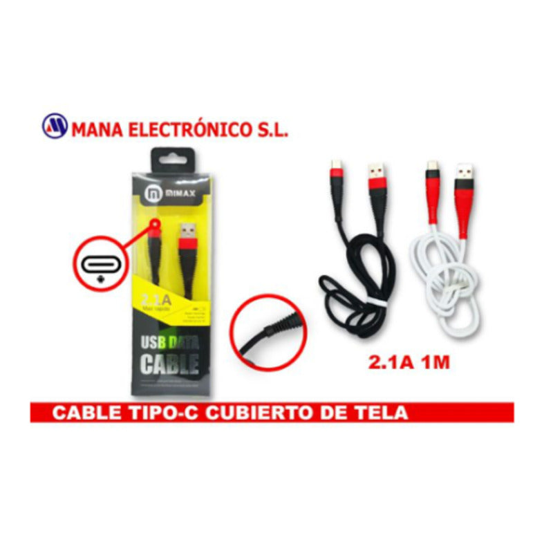 Cable USB-A a USB-C de tela 2,1A de 1 m – Modelo 01