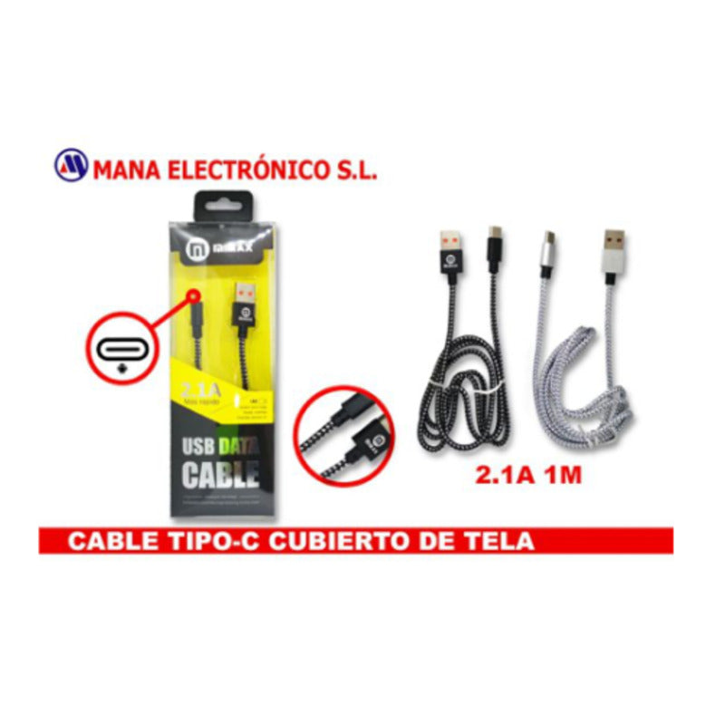 Cable USB-A a USB-C de tela 2,1A de 1 m – Modelo 02