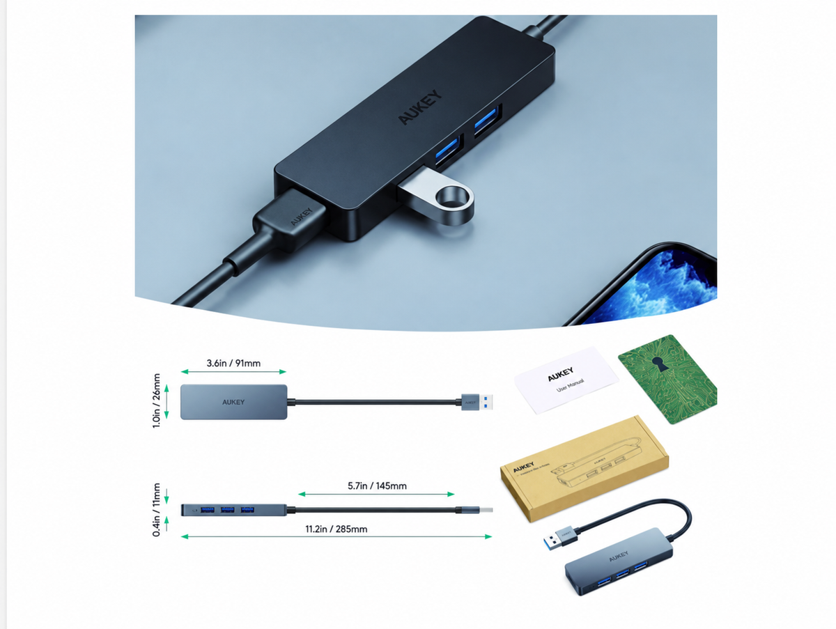 Hub USB-C Aukey CB-H39 4 en 1