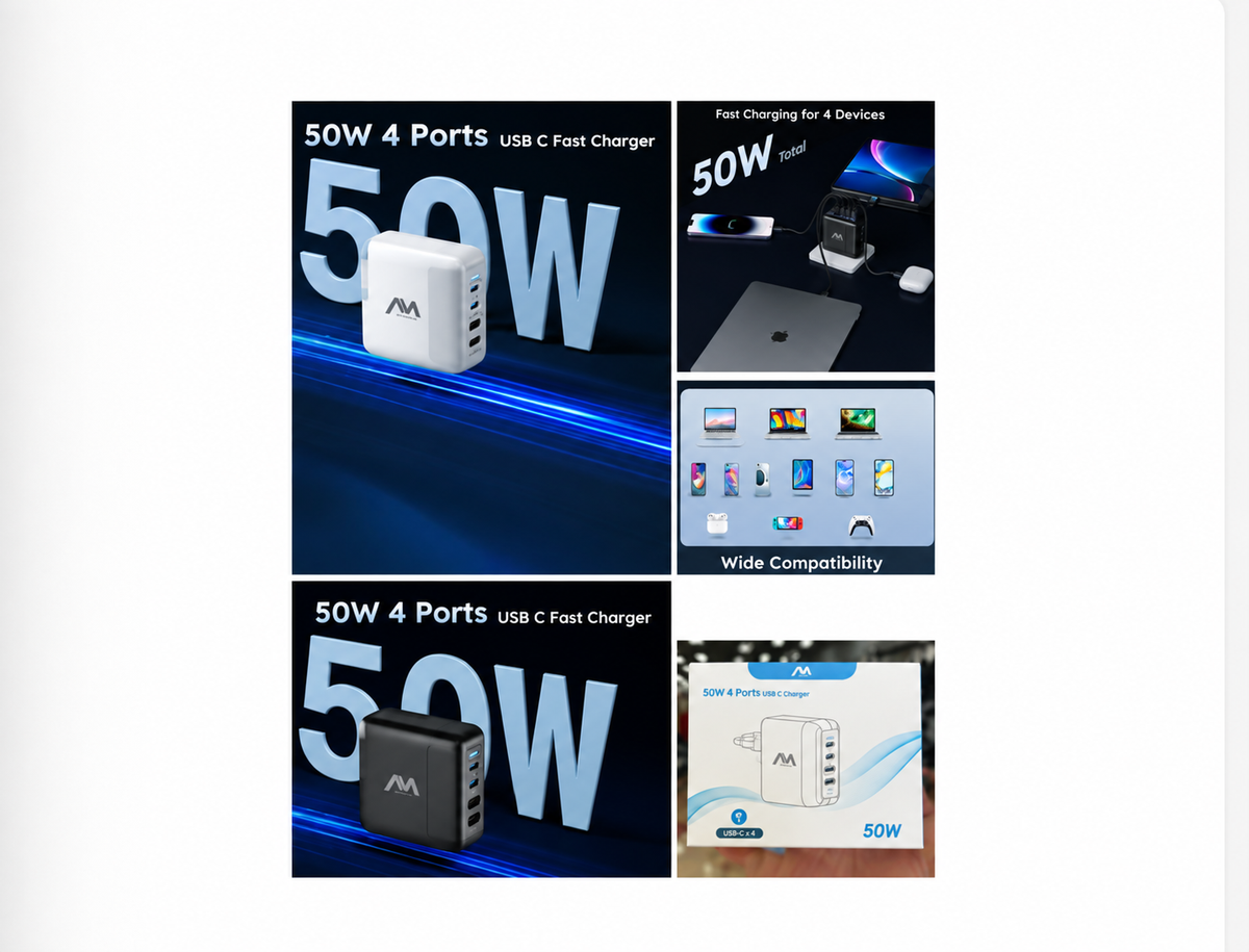 Cargador Amlink CW145 PD + QC 50 W