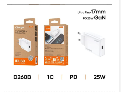 Cargador GaN Idusd D260B USB-C PD 25 W