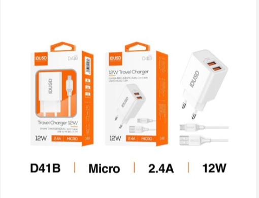Cargador Idusd D41B Micro USB 12 W con cable