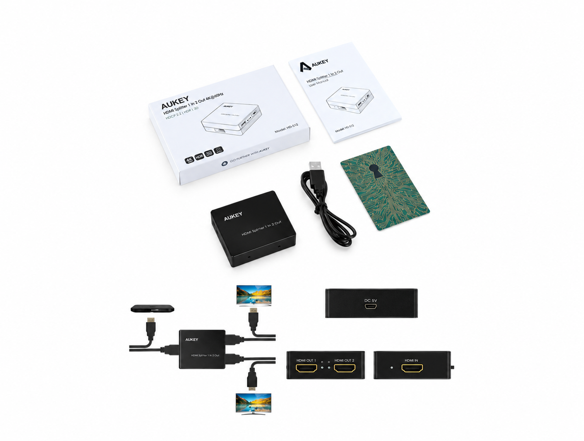 Convertidor HDMI Aukey HA-H01 a doble HDMI