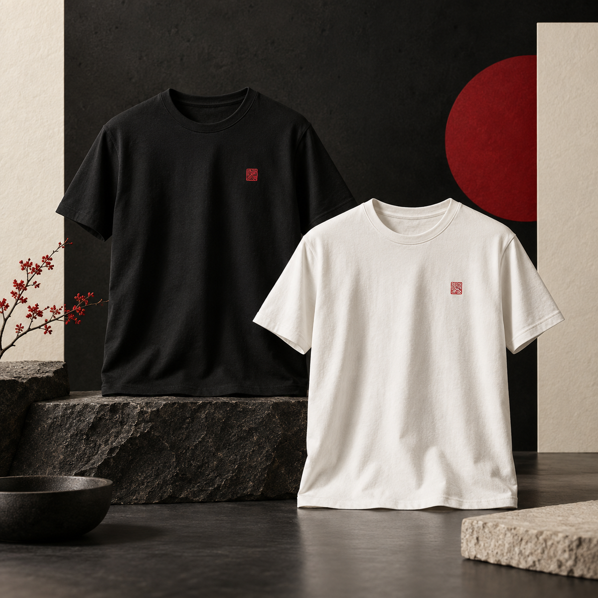 Camisetas personalizadas negra y blanca de Takumi Studio