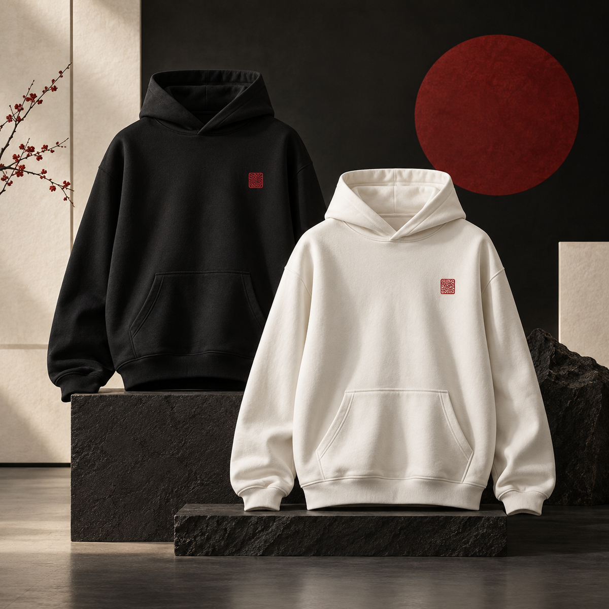 Sudaderas personalizadas negra y blanca de Takumi Studio