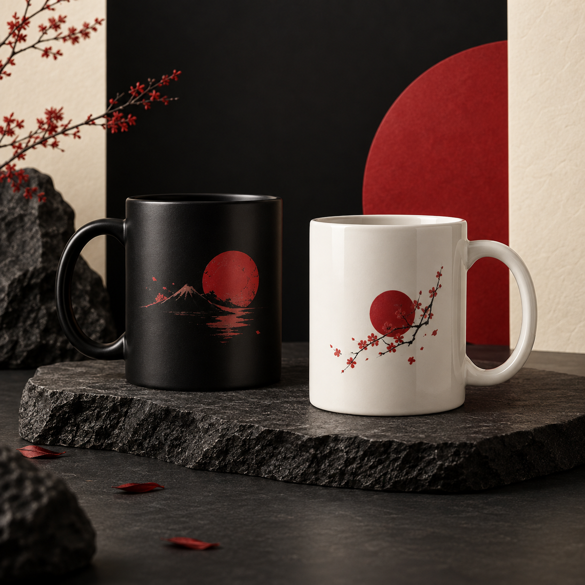 Tazas personalizadas Takumi Studio en negro y blanco